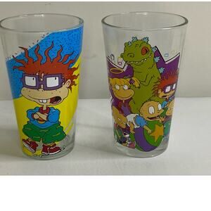2018 Viacom Nickelodeon Set of 2 Character Glassware Set 16 oz. Drinking Glasses